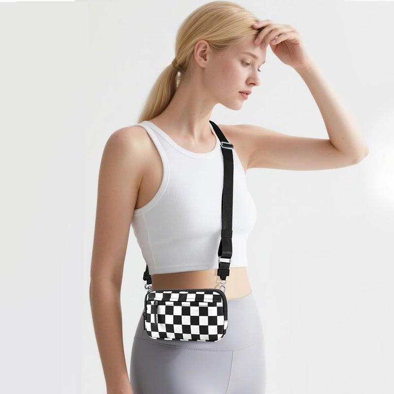 NEWROGENG Checkered WristleWallets for Women, RFID Wallet Crossbody with 4 Zippers, Credit Card Holder Cell Phone Organizer - Image 3